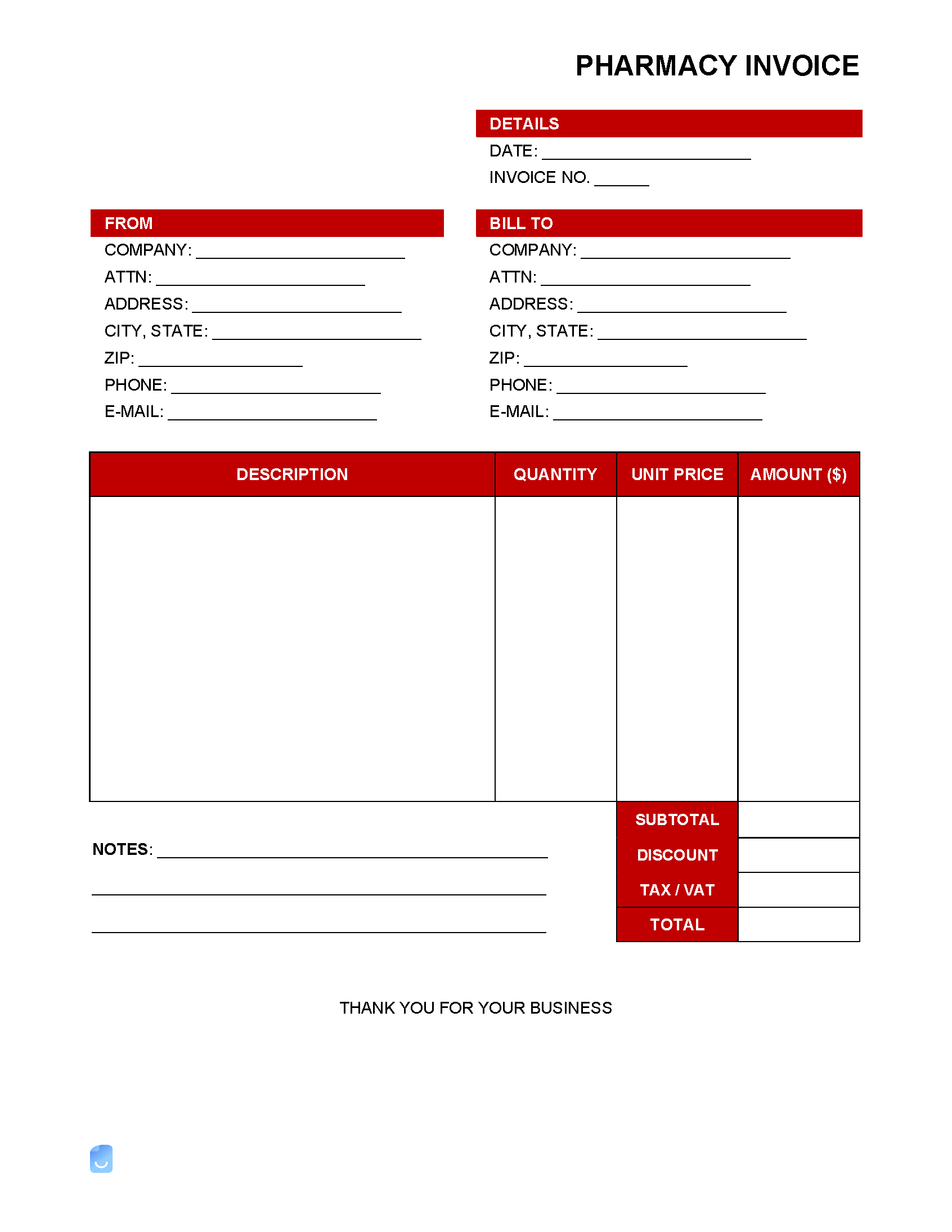 Pharmacy Invoice Template Invoice Maker