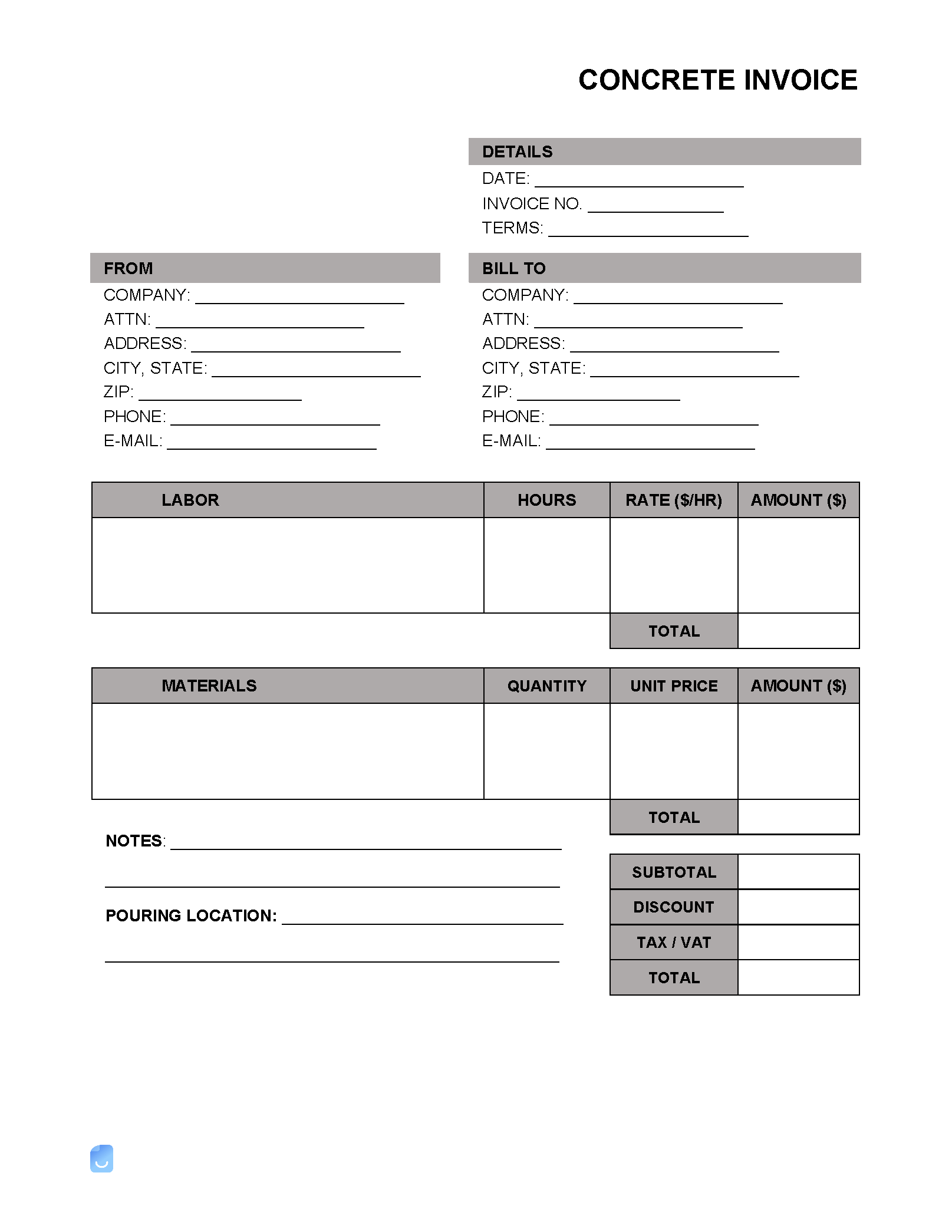 Concrete Invoice Template Invoice Maker