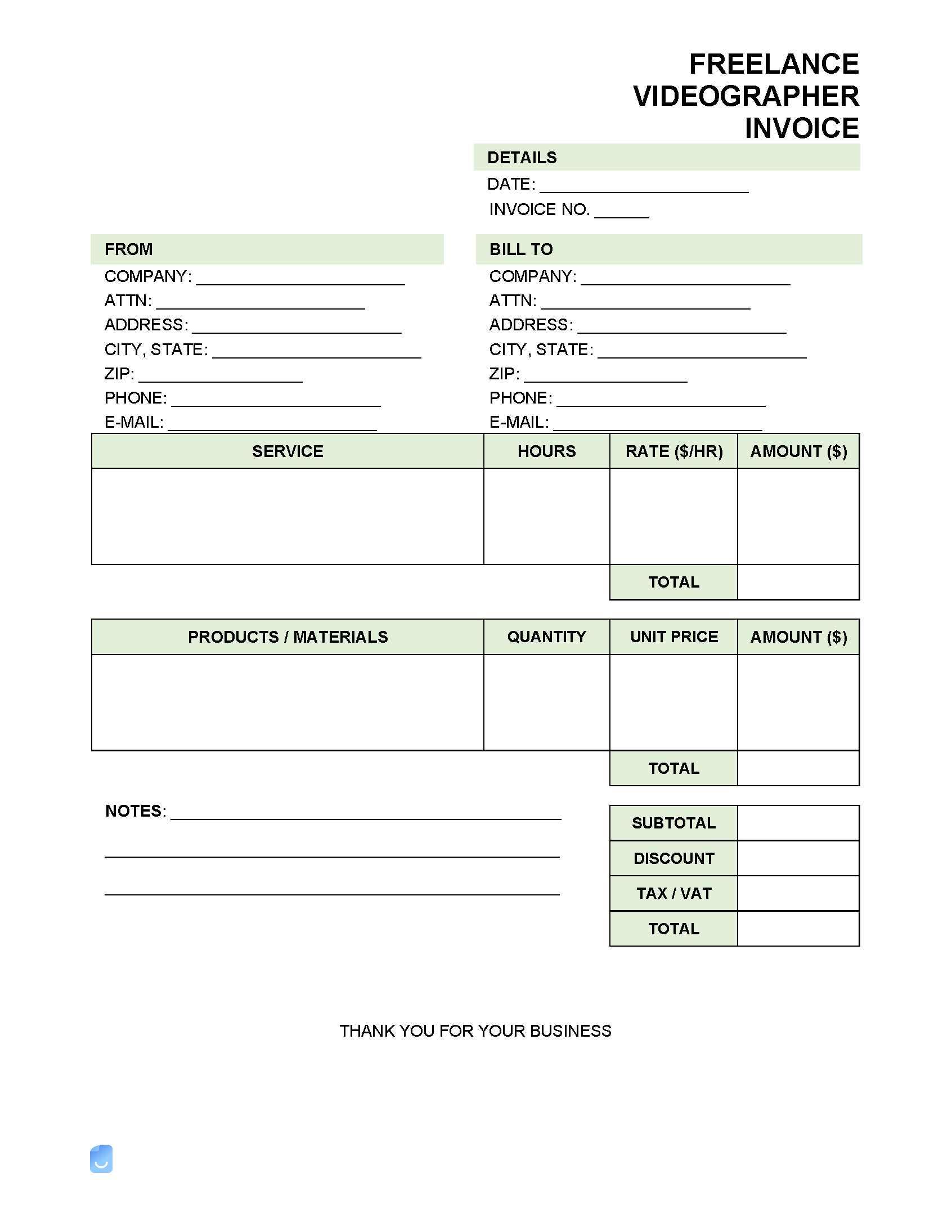 Freelance Videographer Invoice Template Invoice Maker