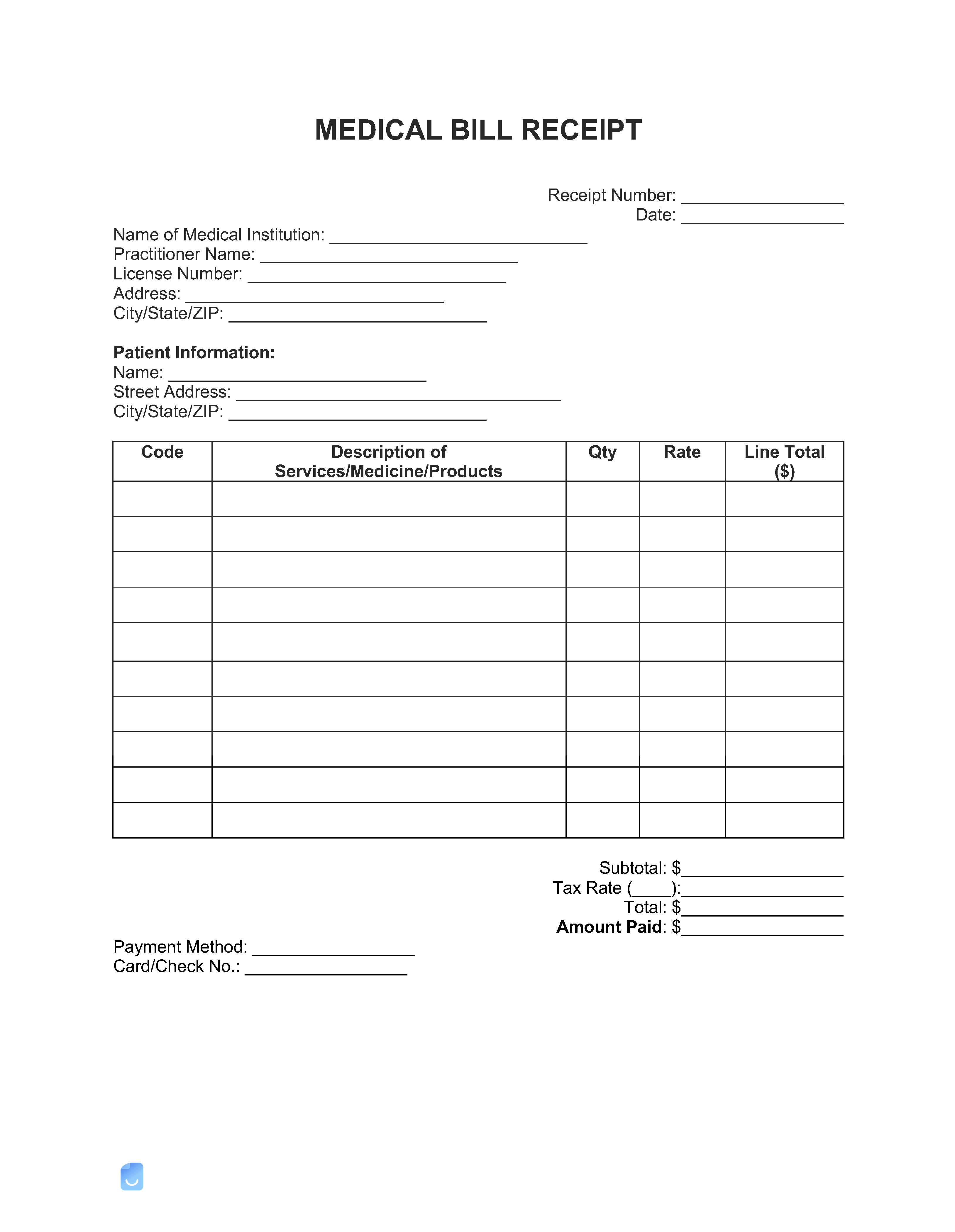 Medical Receipt Template Invoice Maker