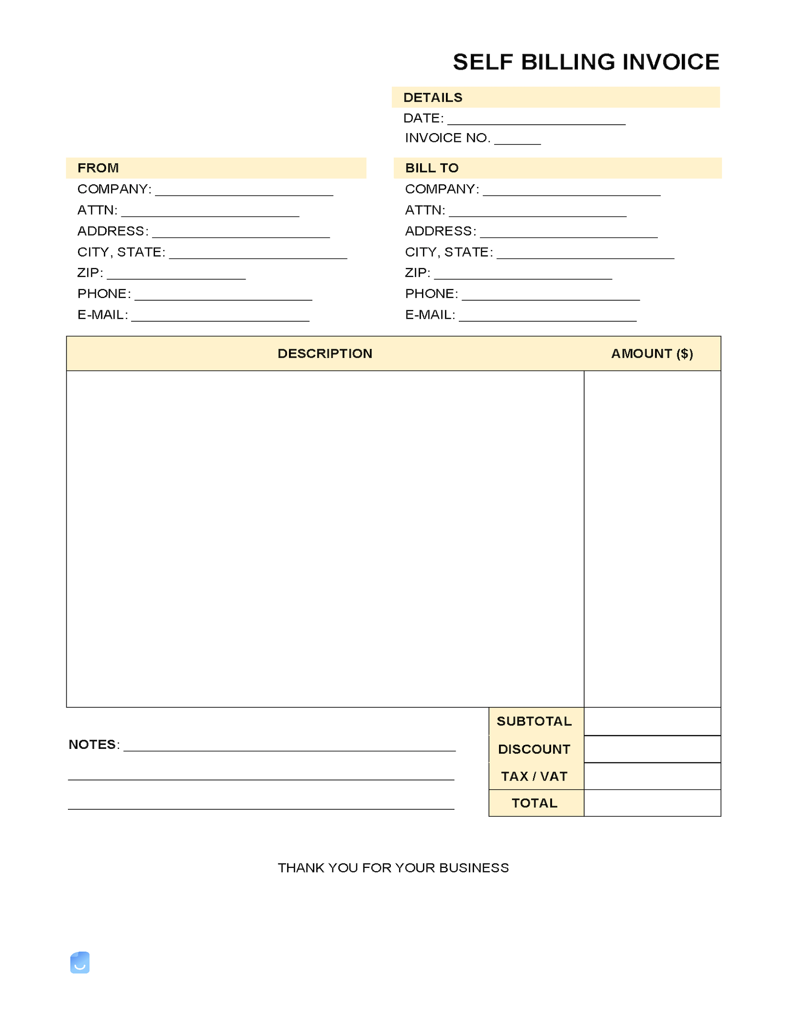 Self Billing Invoice Template Invoice Maker