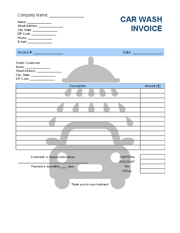 Car Wash Receipt Template Car Wash Receipt Template